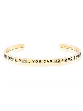 Inspirational Engraved Adjustable Cuff Bracelet - Stainless Steel, 18k